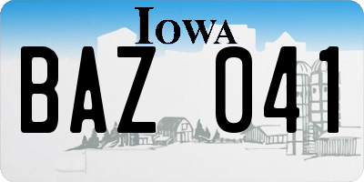IA license plate BAZ041