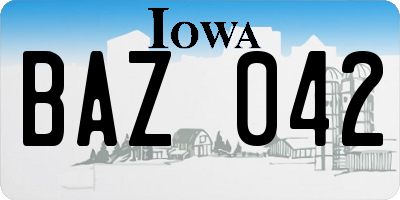 IA license plate BAZ042