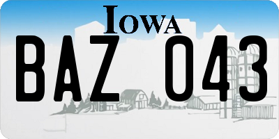 IA license plate BAZ043