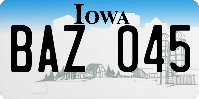 IA license plate BAZ045