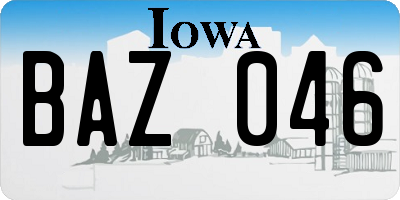 IA license plate BAZ046