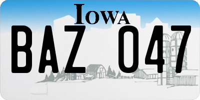 IA license plate BAZ047