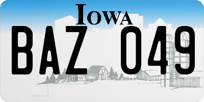 IA license plate BAZ049