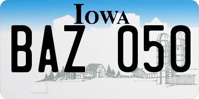IA license plate BAZ050