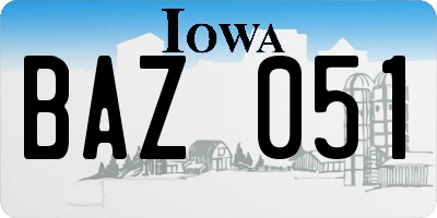 IA license plate BAZ051