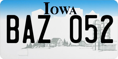 IA license plate BAZ052
