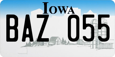 IA license plate BAZ055
