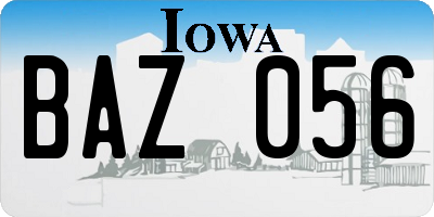 IA license plate BAZ056