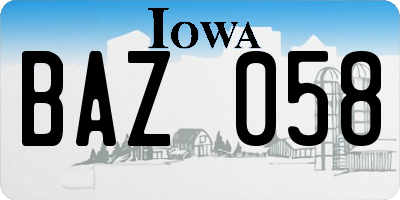 IA license plate BAZ058