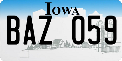 IA license plate BAZ059