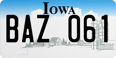 IA license plate BAZ061
