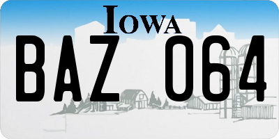 IA license plate BAZ064