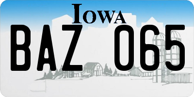 IA license plate BAZ065