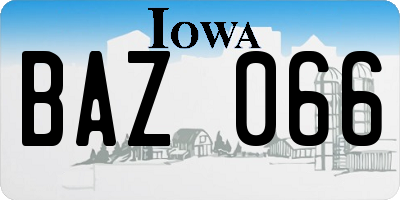 IA license plate BAZ066