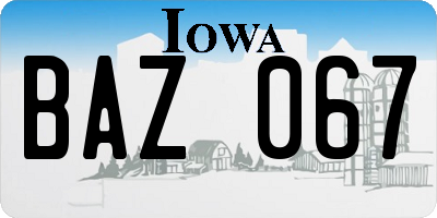 IA license plate BAZ067
