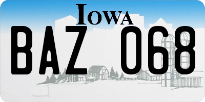 IA license plate BAZ068