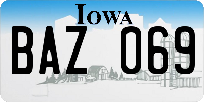 IA license plate BAZ069