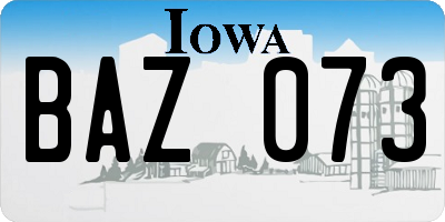 IA license plate BAZ073