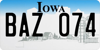 IA license plate BAZ074