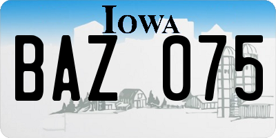 IA license plate BAZ075