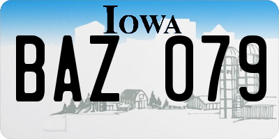 IA license plate BAZ079