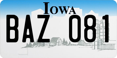IA license plate BAZ081