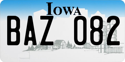 IA license plate BAZ082