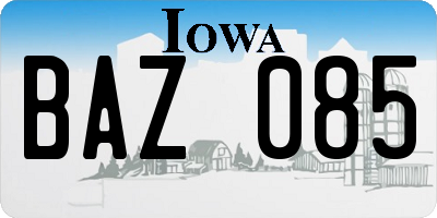 IA license plate BAZ085