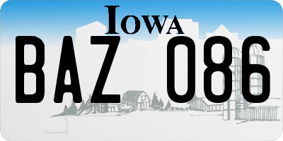 IA license plate BAZ086