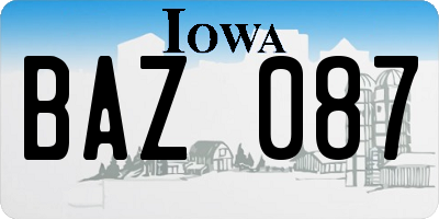 IA license plate BAZ087