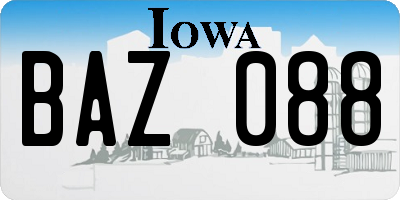 IA license plate BAZ088