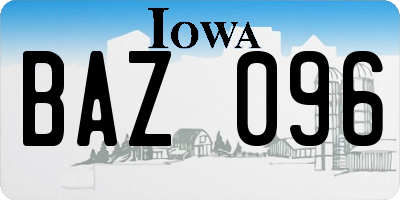 IA license plate BAZ096