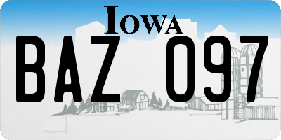 IA license plate BAZ097