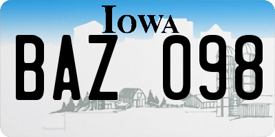 IA license plate BAZ098