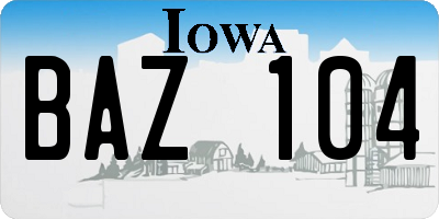 IA license plate BAZ104