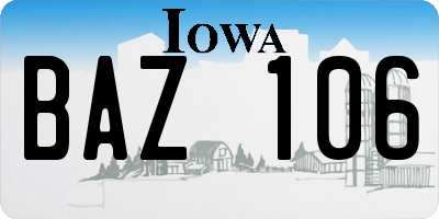 IA license plate BAZ106