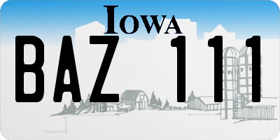 IA license plate BAZ111