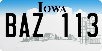 IA license plate BAZ113