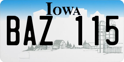IA license plate BAZ115