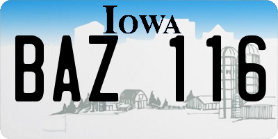 IA license plate BAZ116