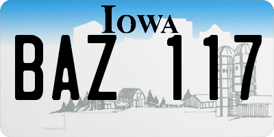 IA license plate BAZ117