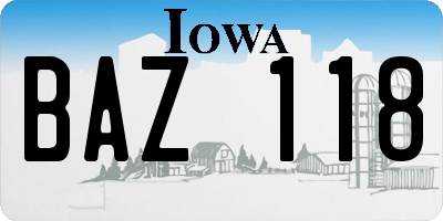 IA license plate BAZ118
