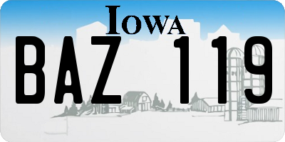 IA license plate BAZ119
