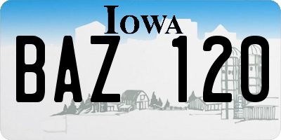 IA license plate BAZ120