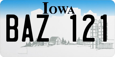 IA license plate BAZ121
