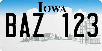 IA license plate BAZ123