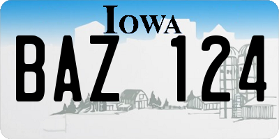 IA license plate BAZ124