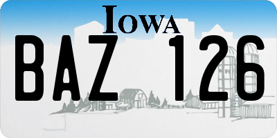 IA license plate BAZ126