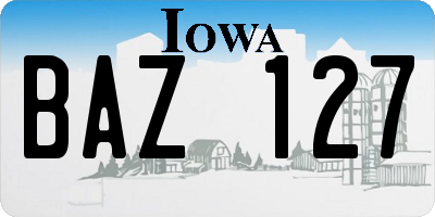 IA license plate BAZ127