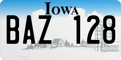 IA license plate BAZ128